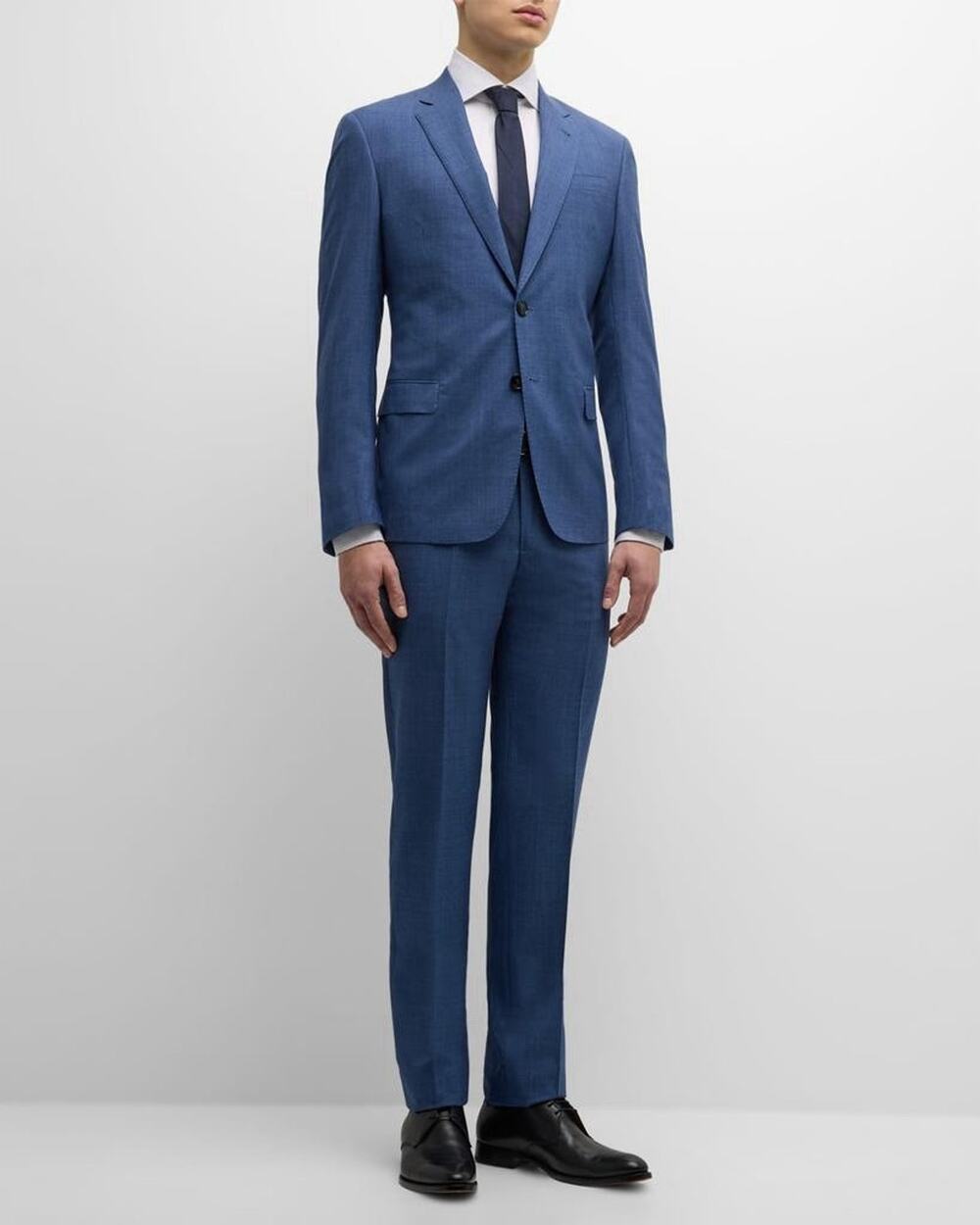 NWT Giorgio Armani Black Label ‘Soft’ Blue Micro-Pattern Suit 52EU/42US $3595.00